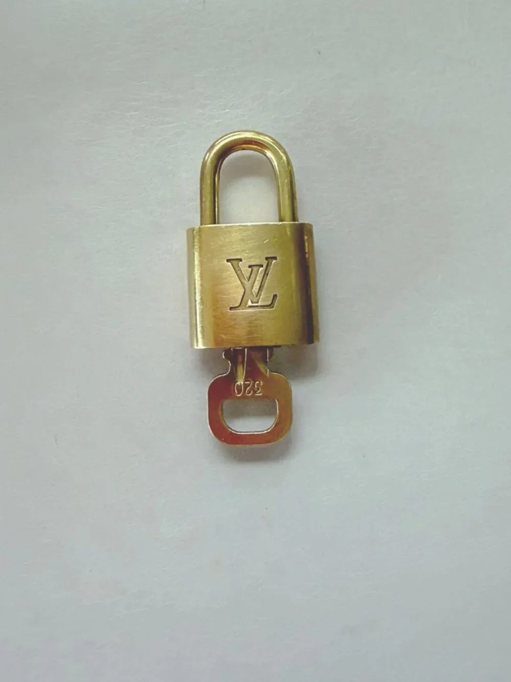 Louis Vuitton Men Gold Padlock & Key #320 Authentic LV Pendant Accessory